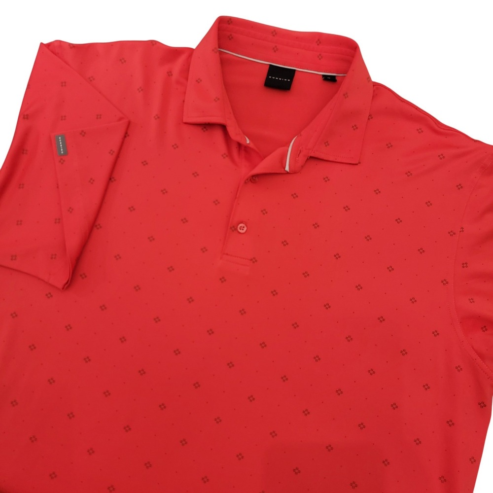 Dunning Golf Polo Mens XL Red Geometric Print Short Sleeve Stretch Moisture Wick
